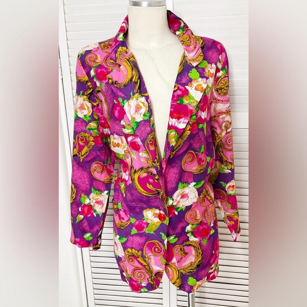 vintage jacket wild colors and print floral print by Index by Melrose USA